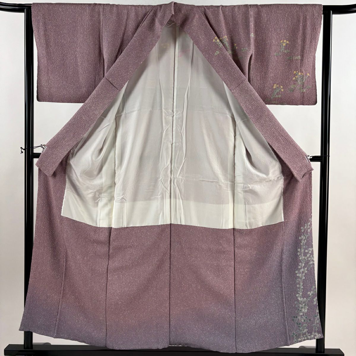 訪問服 身長155.5cm 袖長62.5cm S 雙層 關口遼一 落款あり 童 萩 漸層 絞染 淺紫 純蠶絲 優品級