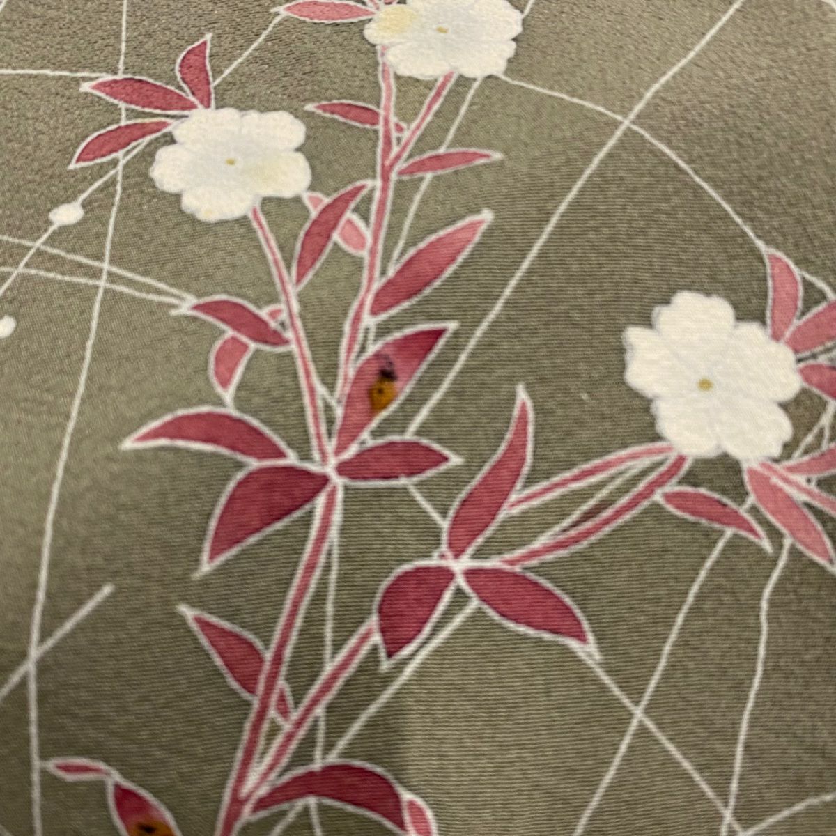 訪問服 身長155cm 袖長65.5cm M 雙層 百貫達雄 落款あり 菊花 ススキ 灰綠 純蠶絲 名品級 一つ紋
