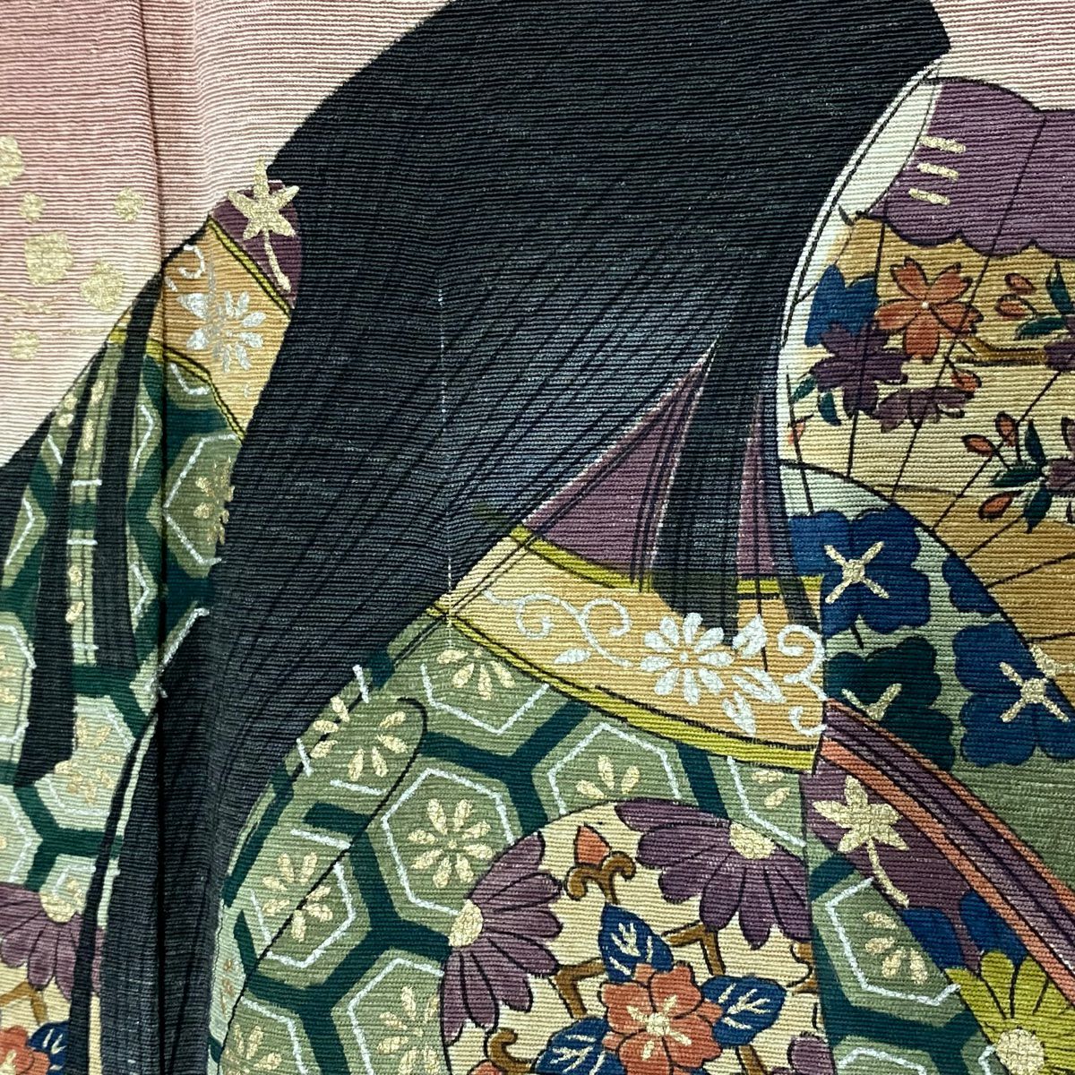 付下 身長160cm 袖長65.5cm M 雙層 樽本伊勢蔵 有落款 姫 龜甲 金銀彩 漸層 小豆 純蠶絲 名品級 一つ紋