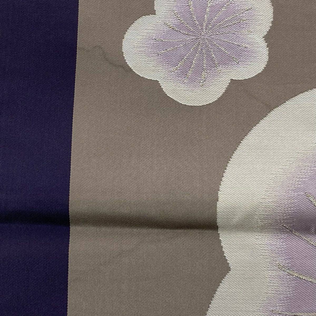 袋帶 逸品級 梅花 金銀彩 灰茶 六通 純蠶絲