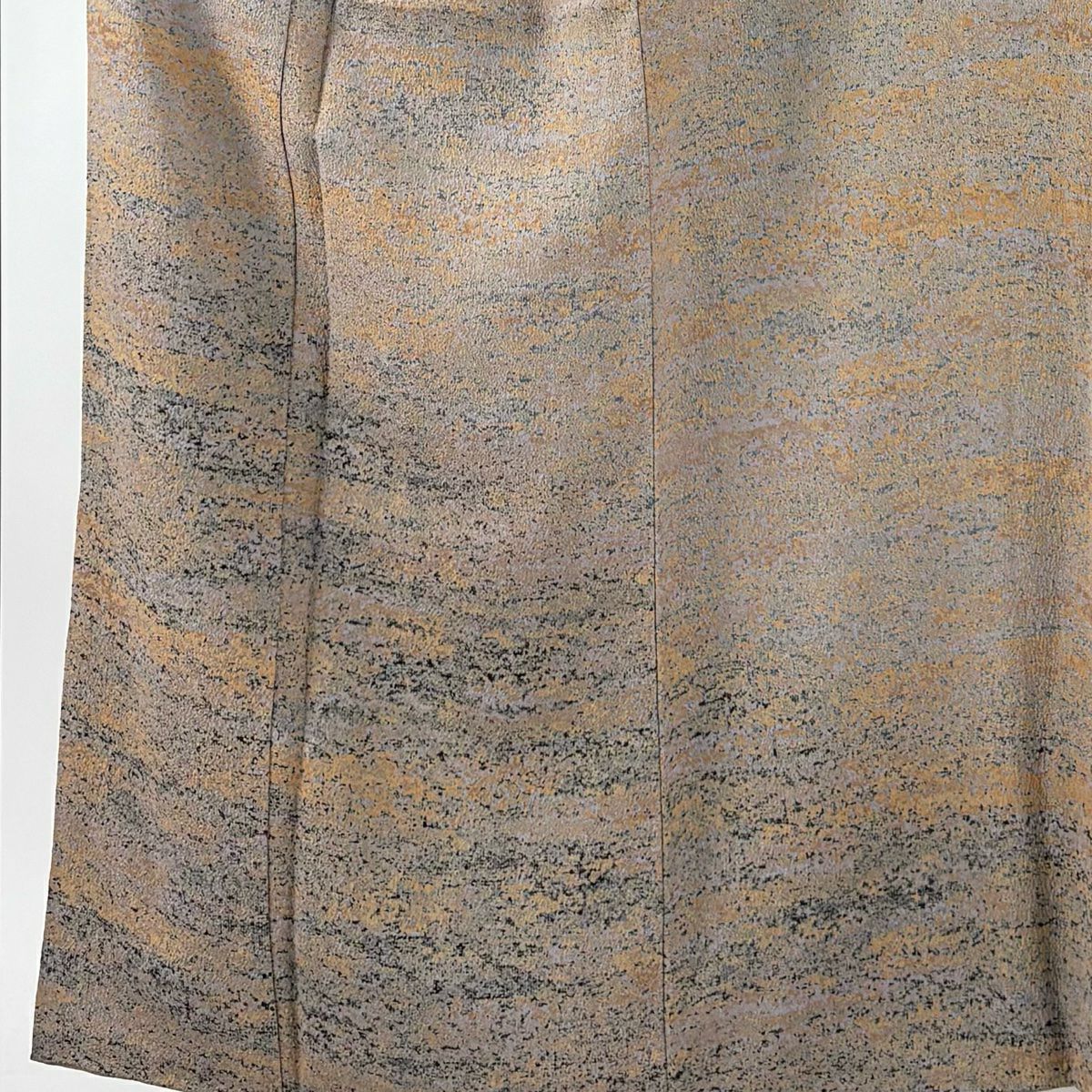 【美品】 付下 身長150cm 袖長63cm S 雙層 陶彩染 幾何學 裾暈染 茶 純蠶絲 名品級 一つ紋
