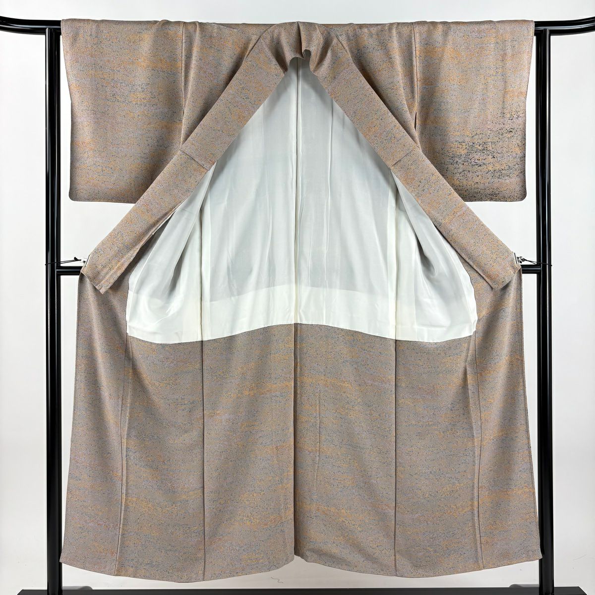 【美品】 付下 身長150cm 袖長63cm S 雙層 陶彩染 幾何學 裾暈染 茶 純蠶絲 名品級 一つ紋
