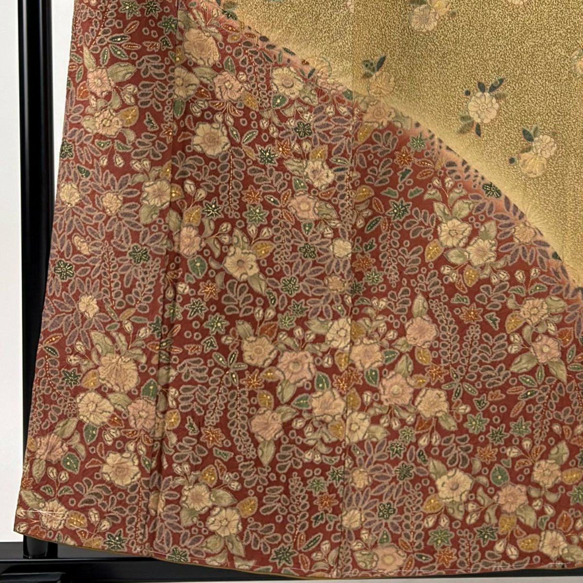 【美品】訪問服 身長157.5cm 袖長62.5cm S 雙層 辻花染 金銀彩 漸層 淺茶 純蠶絲 名品級