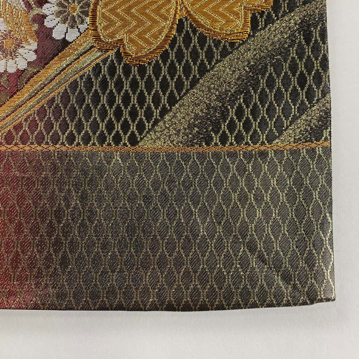 【美品】 袋帶 秀品級 振袖禮服禮服用 櫻花 鳳凰 金銀彩 金金箔 紅 六通 純蠶絲