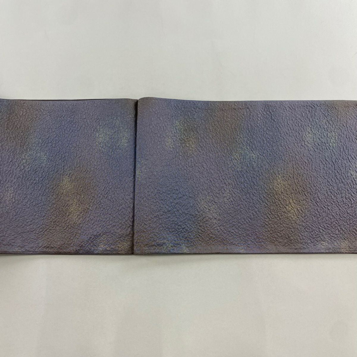 【美品】 袋帶 秀品級 段紋 幾何學 金金箔 灰紫 六通 純蠶絲