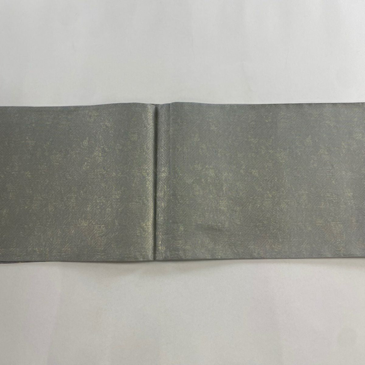 袋帶 秀品級 圓文 花唐草紋 刺繡 金金箔 灰 深藍 六通 純蠶絲