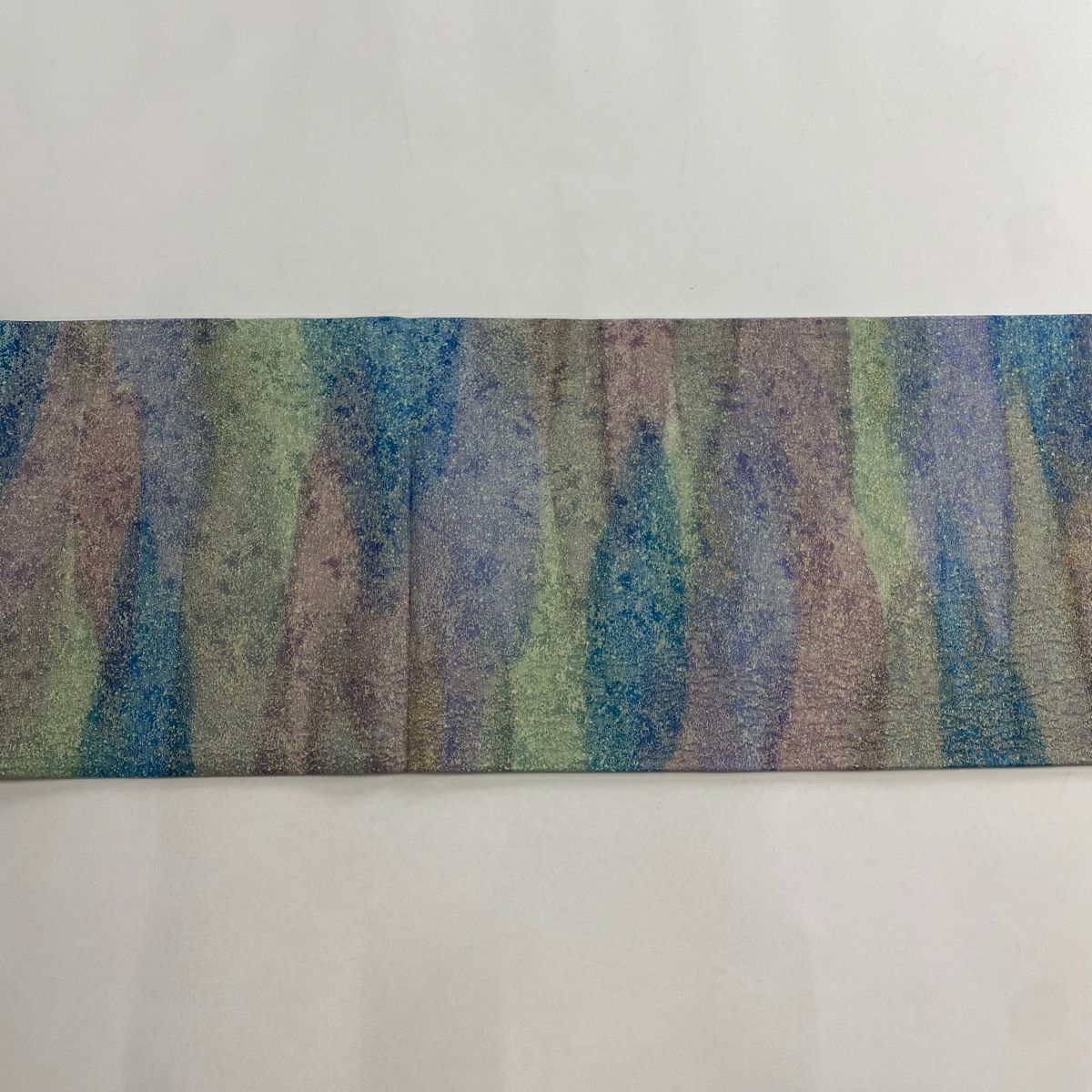 【美品】 袋帶 優品級 單點圖案 霞 金通透 漸變 青綠 全通 純蠶絲