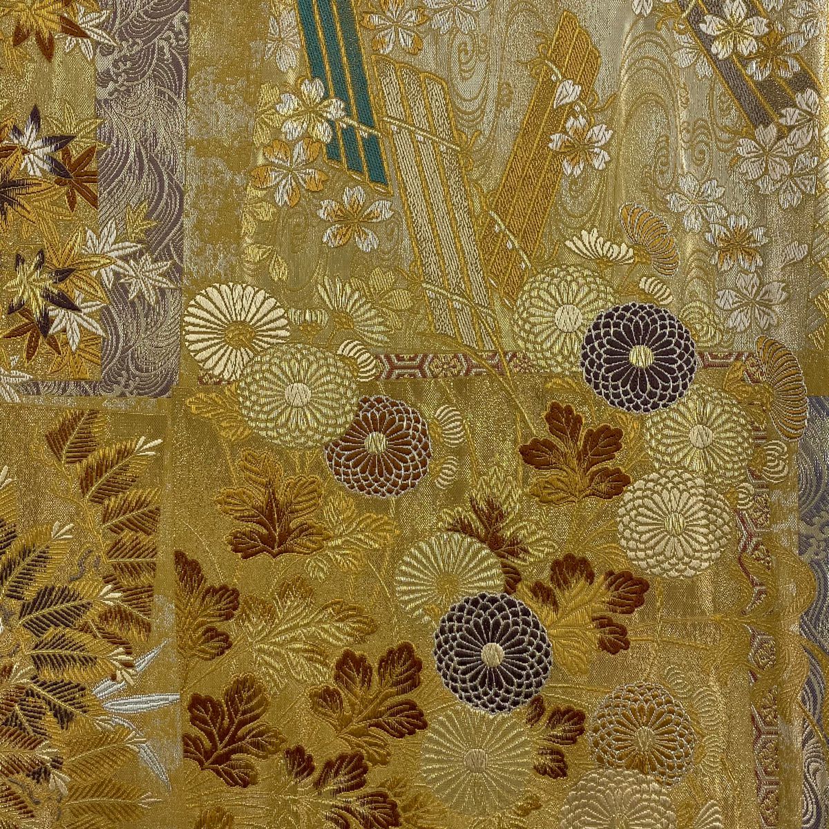 【美品】 袋帶 秀品級 金色 六通 純蠶絲