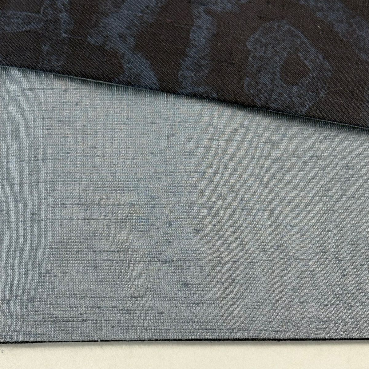 【美品】 袋帶 秀品級 紬織織 幾何學 黑灰 全通 純蠶絲