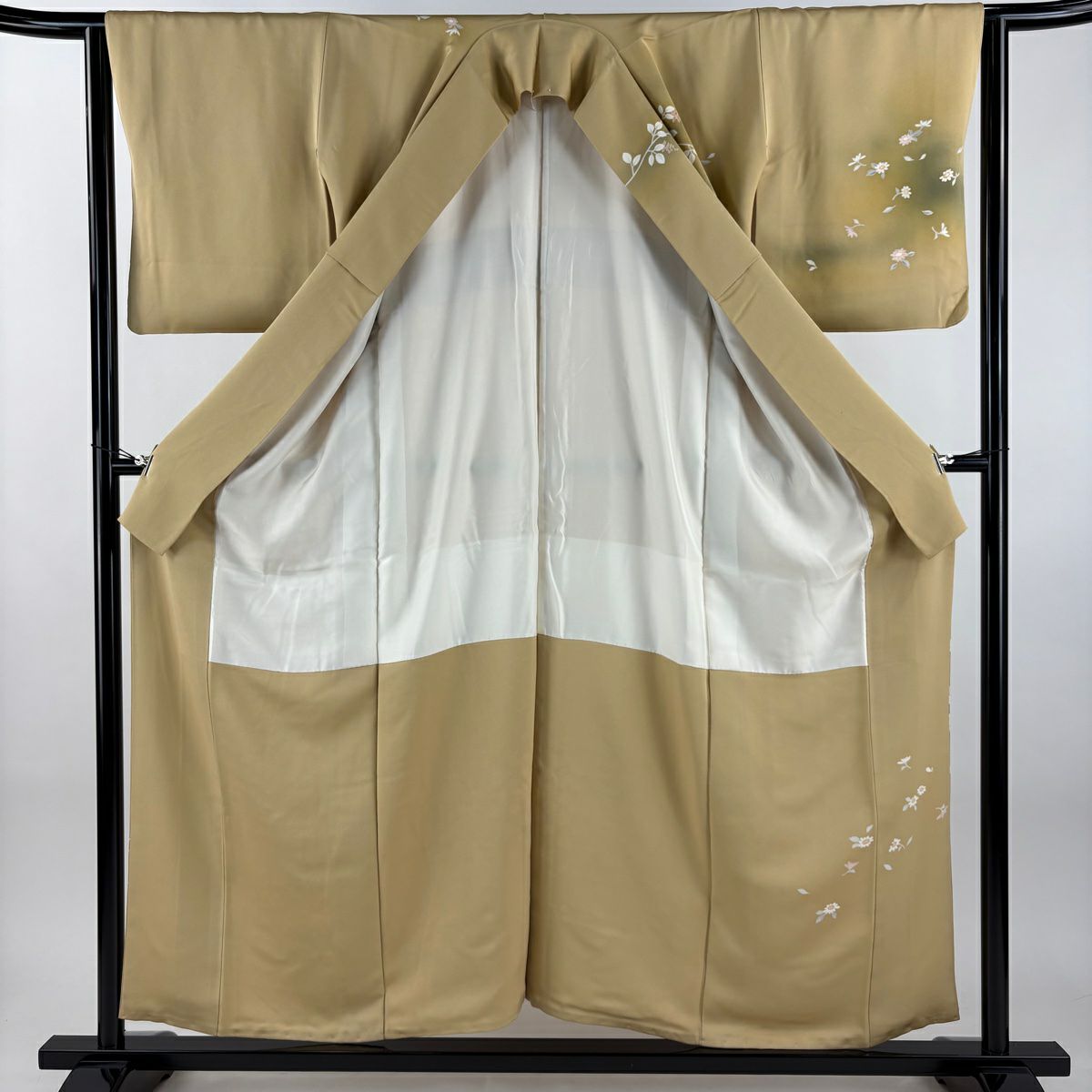 訪問服 身長155cm 袖長62.5cm S 雙層 草花紋紋 霞 漸層 淡黃土 純蠶絲 優品級