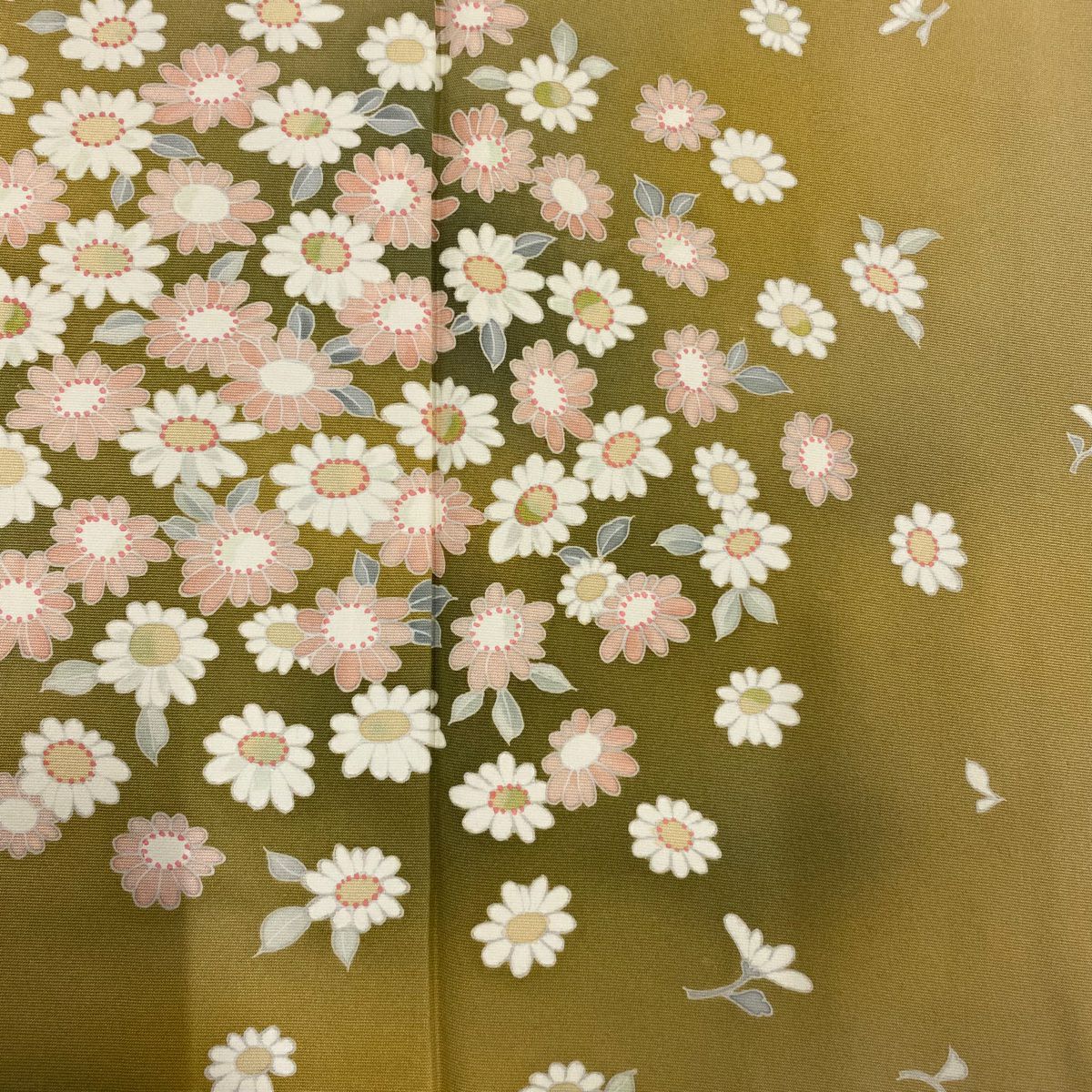訪問服 身長155cm 袖長62.5cm S 雙層 草花紋紋 霞 漸層 淡黃土 純蠶絲 優品級