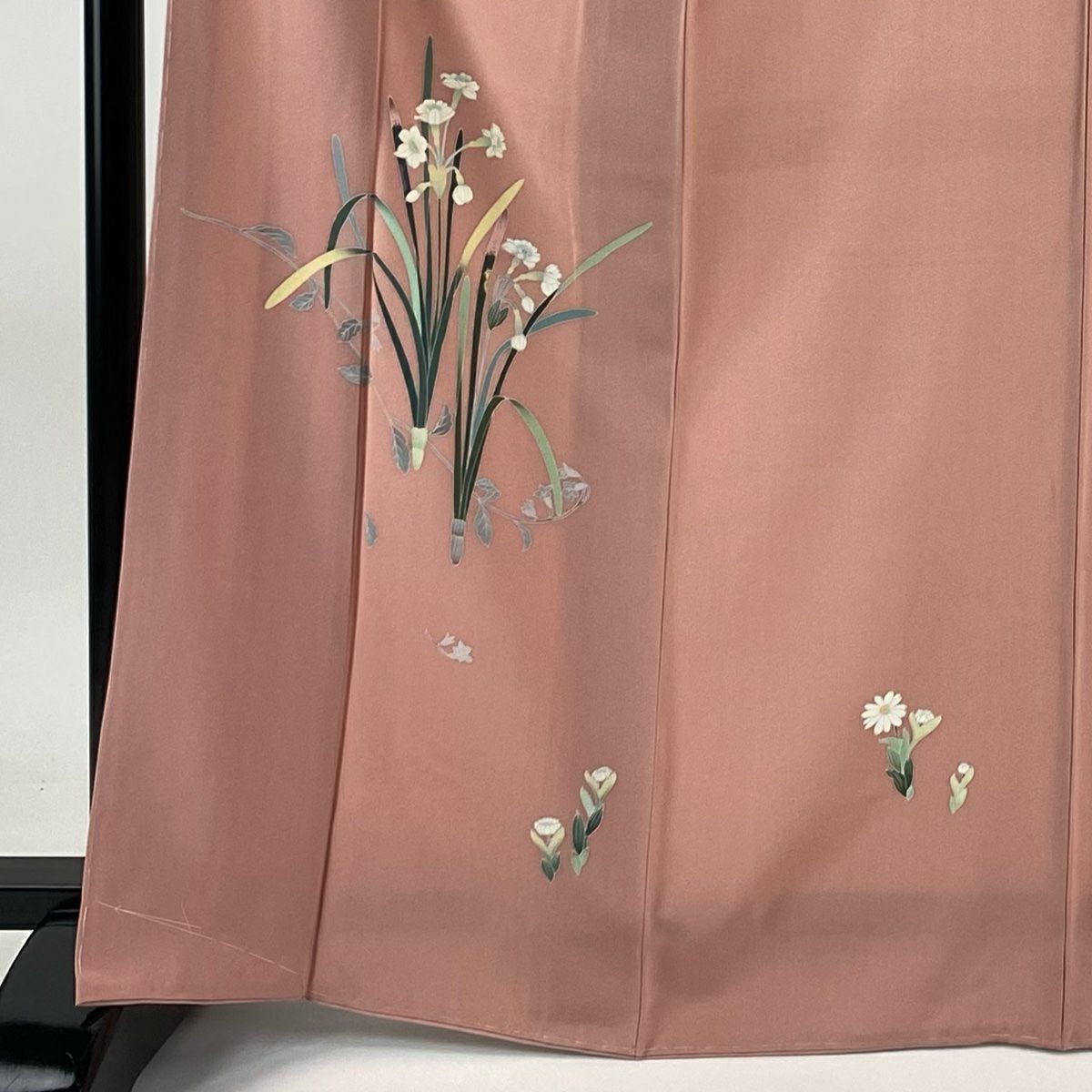 【美品】 付下 身長167cm 袖長65.5cm M 雙層 落款 草花紋紋 粉紅 純蠶絲 秀品級 一つ紋