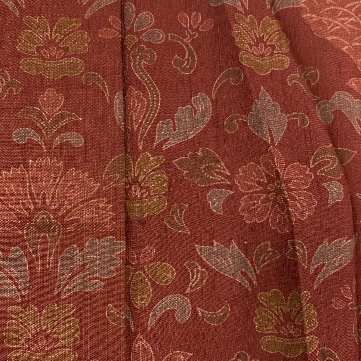 【美品】訪問服 身長155cm 袖長64.5cm M 雙層 紬織織 草花紋紋 露芝 紅茶 純蠶絲 秀品級