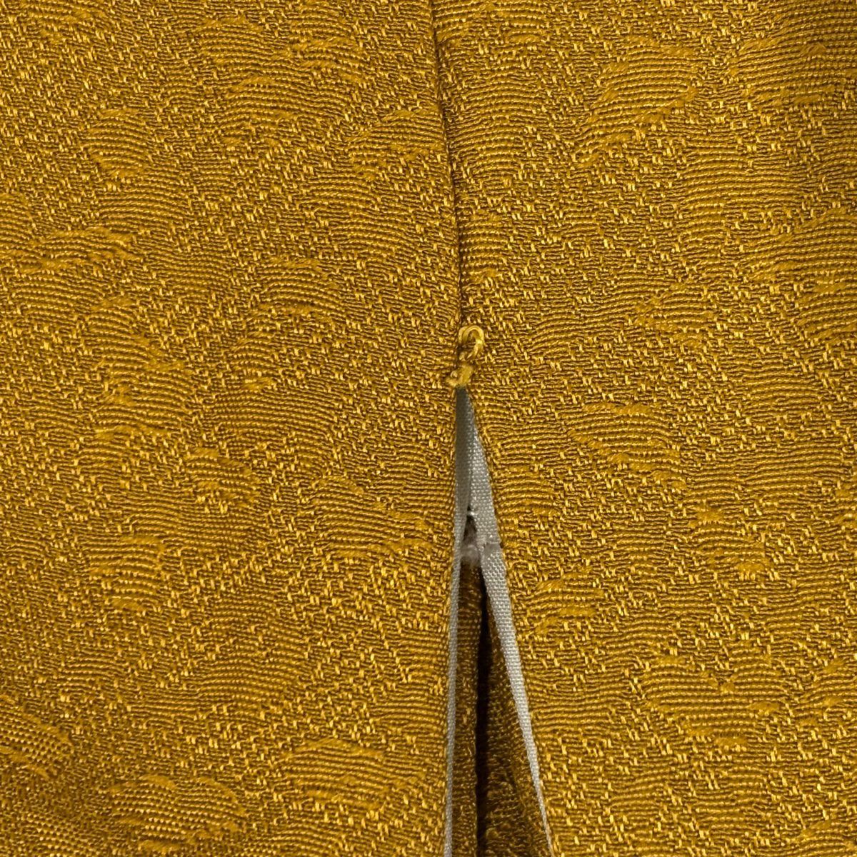 【美品】振袖禮服 身長167cm 袖長69.5cm L 雙層 櫻花 手毬 刺繡 金線 山吹茶 純蠶絲 名品級