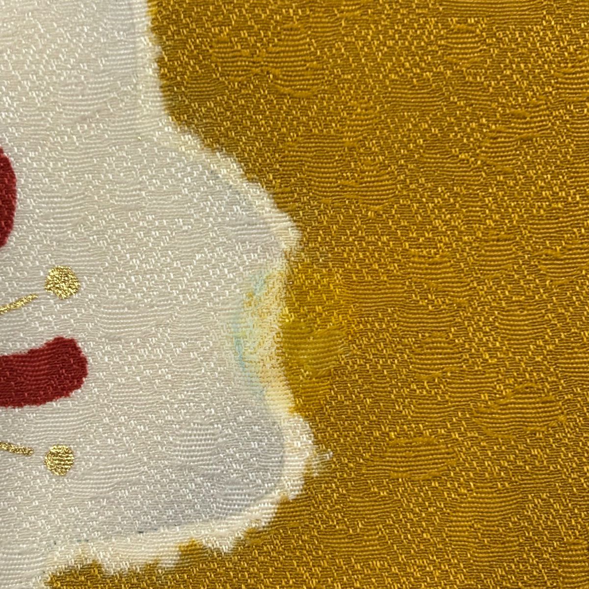 【美品】振袖禮服 身長167cm 袖長69.5cm L 雙層 櫻花 手毬 刺繡 金線 山吹茶 純蠶絲 名品級