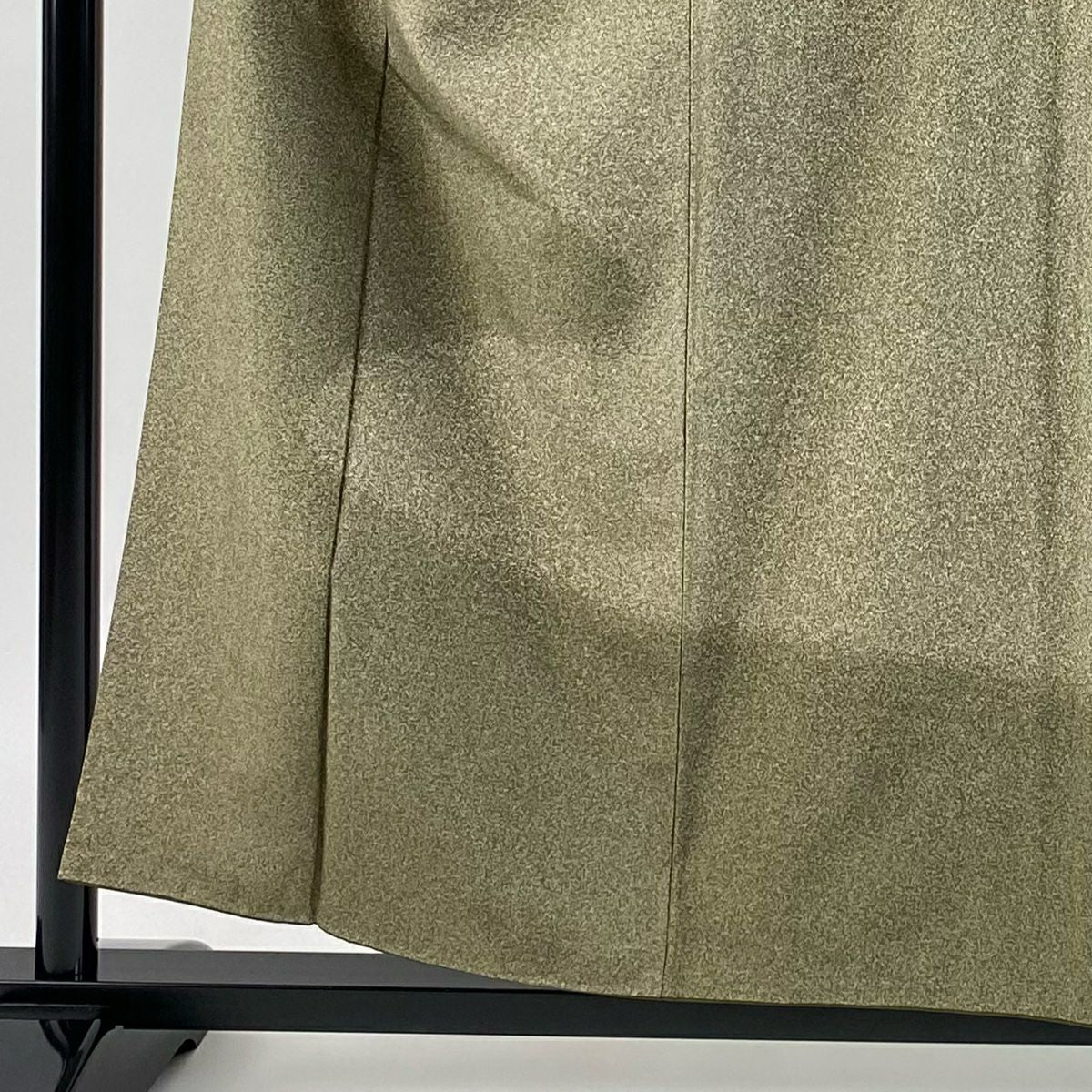 【美品】 付下 身長158cm 袖長63cm S 雙層 紬織織 霞 幾何學 茶綠 純蠶絲 秀品級 一つ紋
