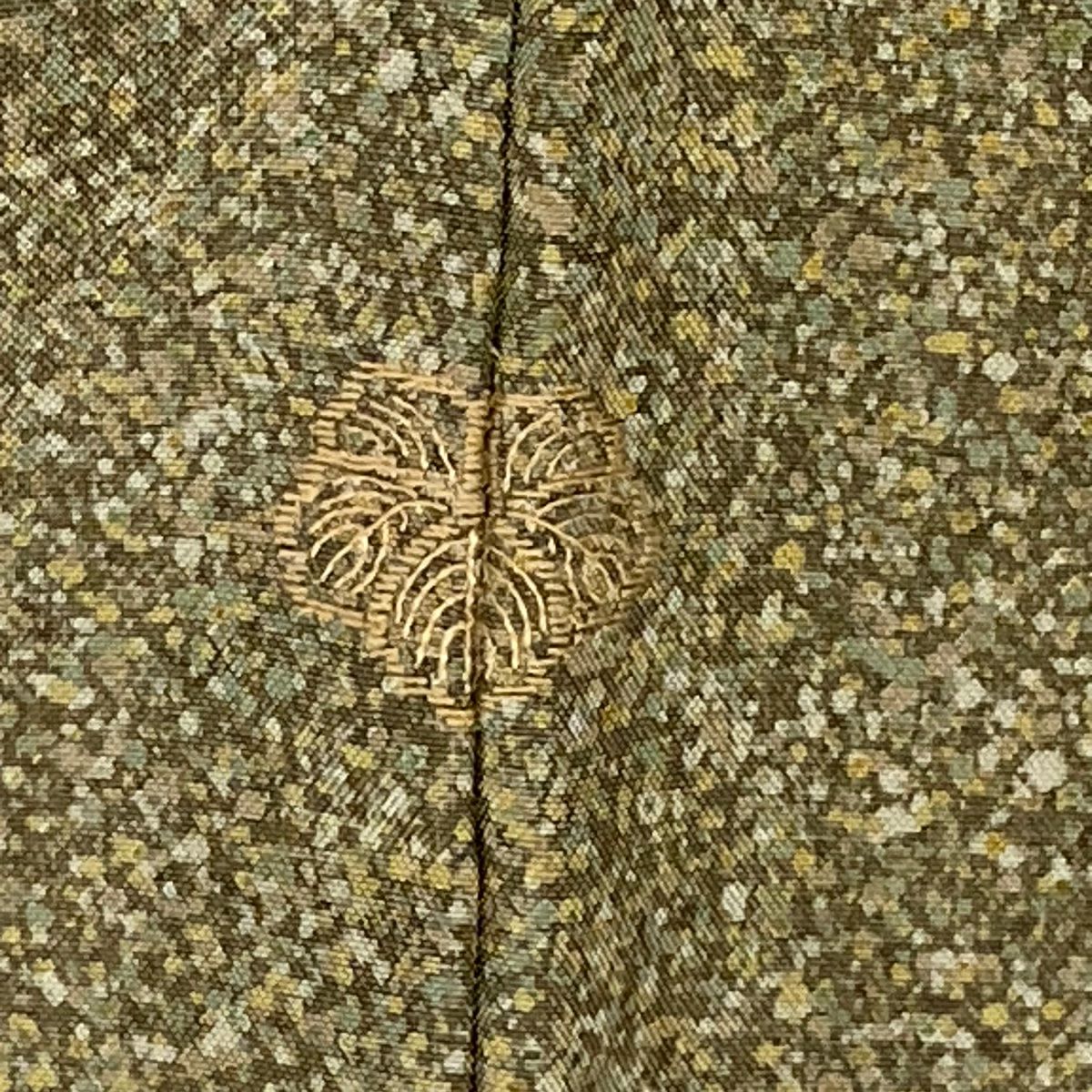 【美品】 付下 身長158cm 袖長63cm S 雙層 紬織織 霞 幾何學 茶綠 純蠶絲 秀品級 一つ紋