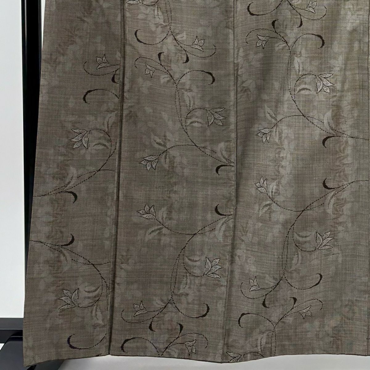 紬織 身長164.5cm 袖長66cm M 雙層 花唐草紋 輪廓 焦茶 純蠶絲 優品級
