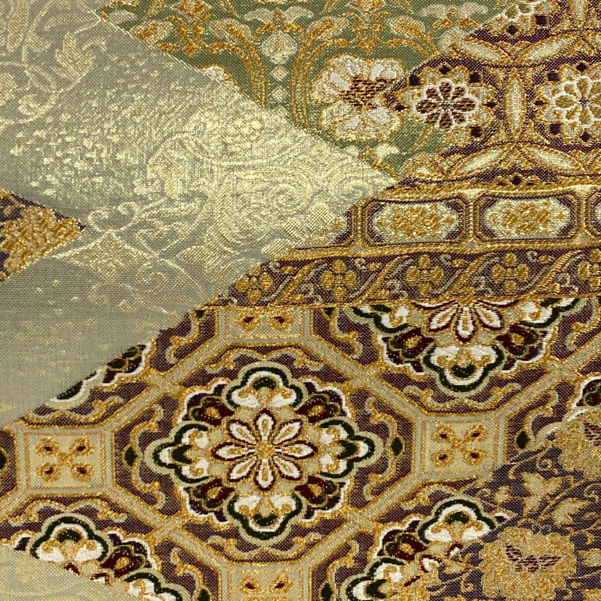 【美品】 袋帶 秀品級 華紋 有栖川文 金絲 金金箔 金 六通 純蠶絲