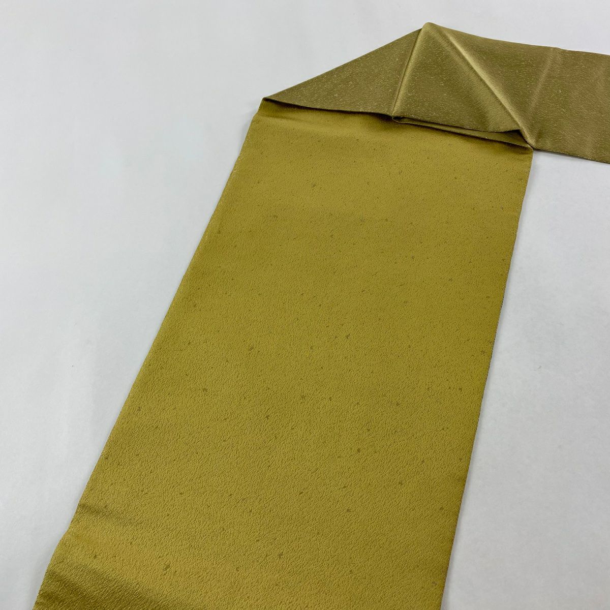 【美品】名古屋帶 秀品級 關西仕立 樹木 間垣 銀糸 淡黃土色 純蠶絲