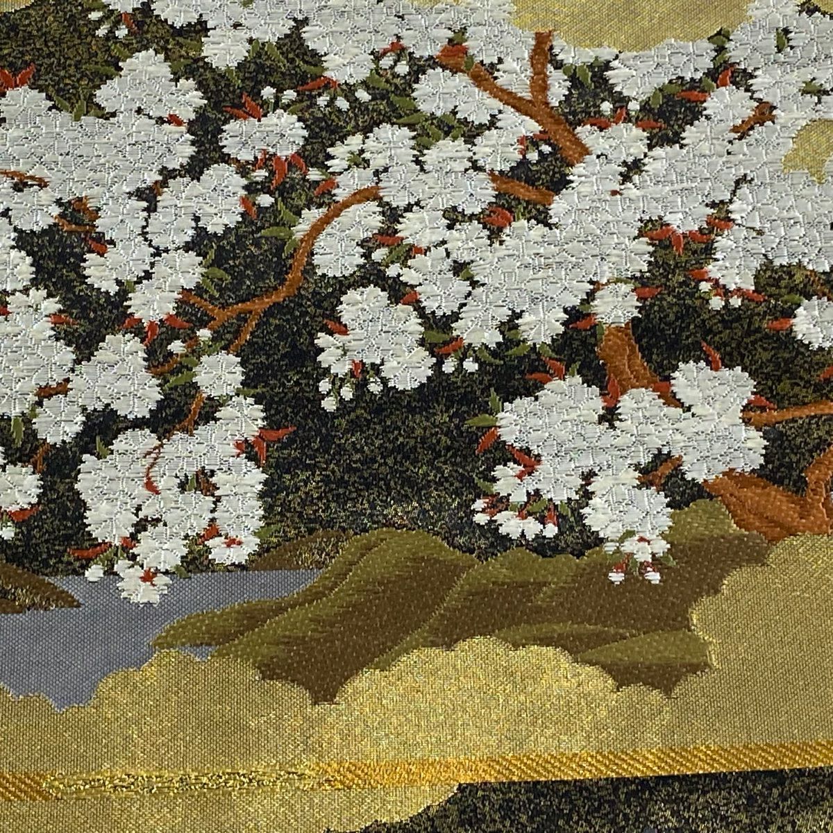 【美品】袋帶 秀品級 落款あり 本家加納 櫻花 紅葉 金絲 金 六通 純蠶絲