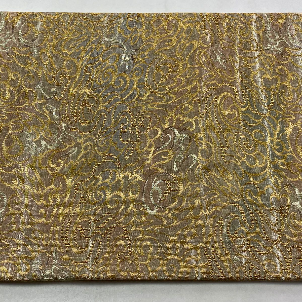 【美品】 袋帶 秀品級 幾何學 金金箔 金色 六通 純蠶絲
