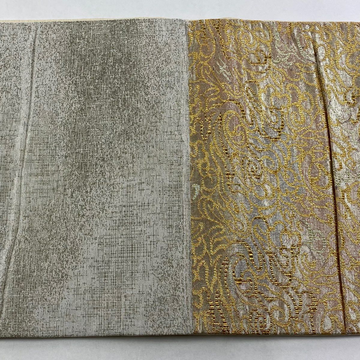 【美品】 袋帶 秀品級 幾何學 金金箔 金色 六通 純蠶絲