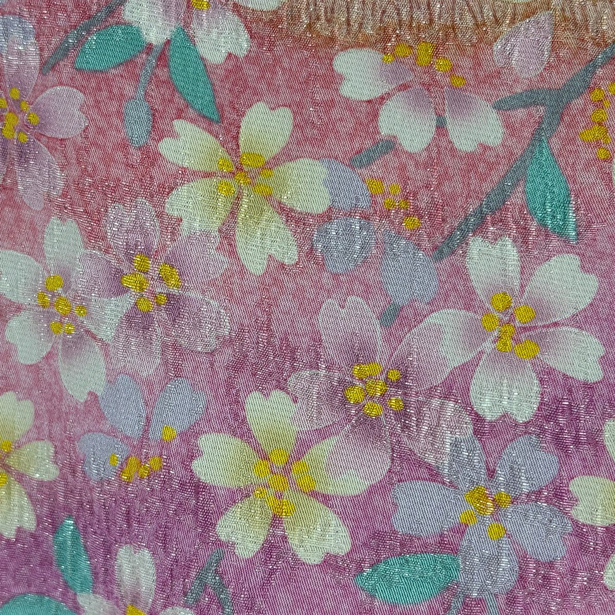 【美品】振袖禮服 身長163.5cm 袖長66.5cm M 雙層 霞 櫻花 金通 金絲 粉紅 純蠶絲 逸品級