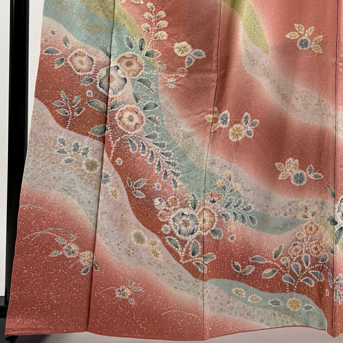 訪問服 身長162.5cm 袖長65.5cm M 雙層 翠山工房 落款あり 辻花染 道長取 金銀彩 漸層 粉紅 純蠶絲 名品級