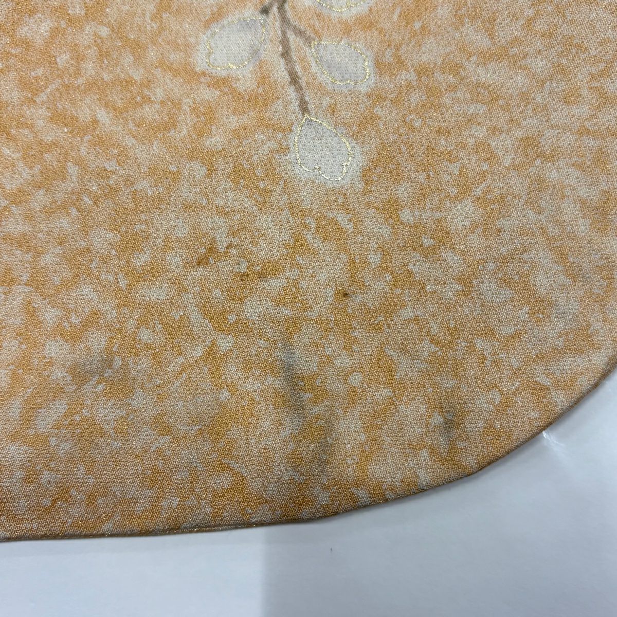 振袖禮服 身長167cm 袖長68.5cm L 雙層 笠松樹 櫻花 螺鈿 金通 薄橙 純蠶絲 名品級