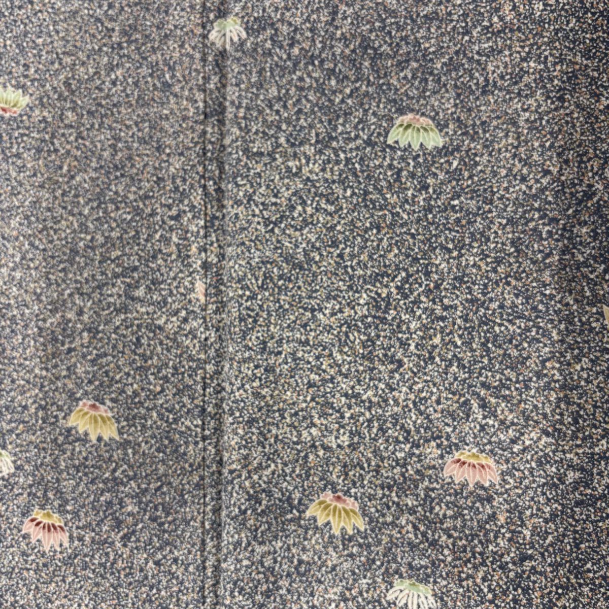 【美品】 小紋 身長158cm 袖長62.5cm S 雙層 落款あり 草花紋紋 灰紫 純蠶絲 名品級