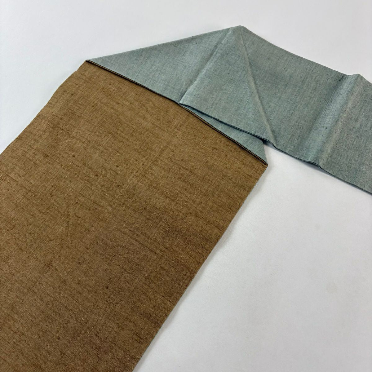 【美品】名古屋帶 秀品級 紬織織 幾何刺繡 灰綠 純蠶絲
