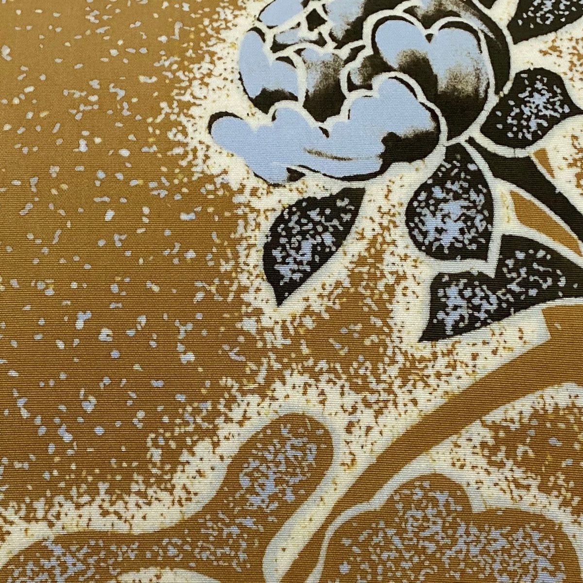 【美品】 名古屋帶 逸品級 落款あり 枝花 茶 純蠶絲