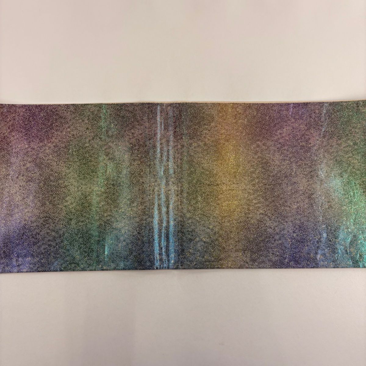 【美品】 袋帶 秀品級 振袖禮服禮服用 花唐草紋 更紗 金金箔 金銀彩 紫 六通 純蠶絲