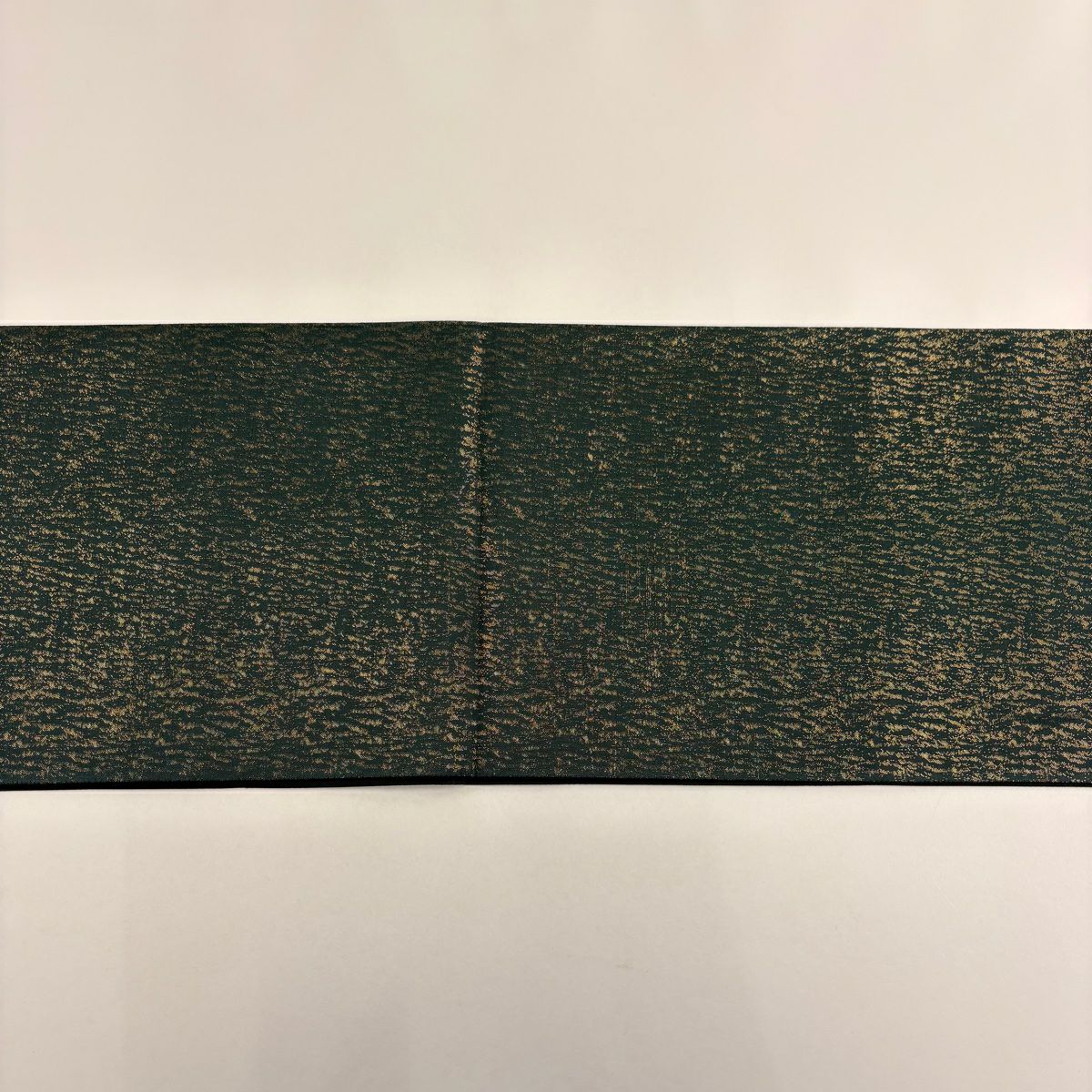 【美品】 袋帶 秀品級櫻花 菊花唐草紋 金絲 金金箔 深綠 六通 純蠶絲