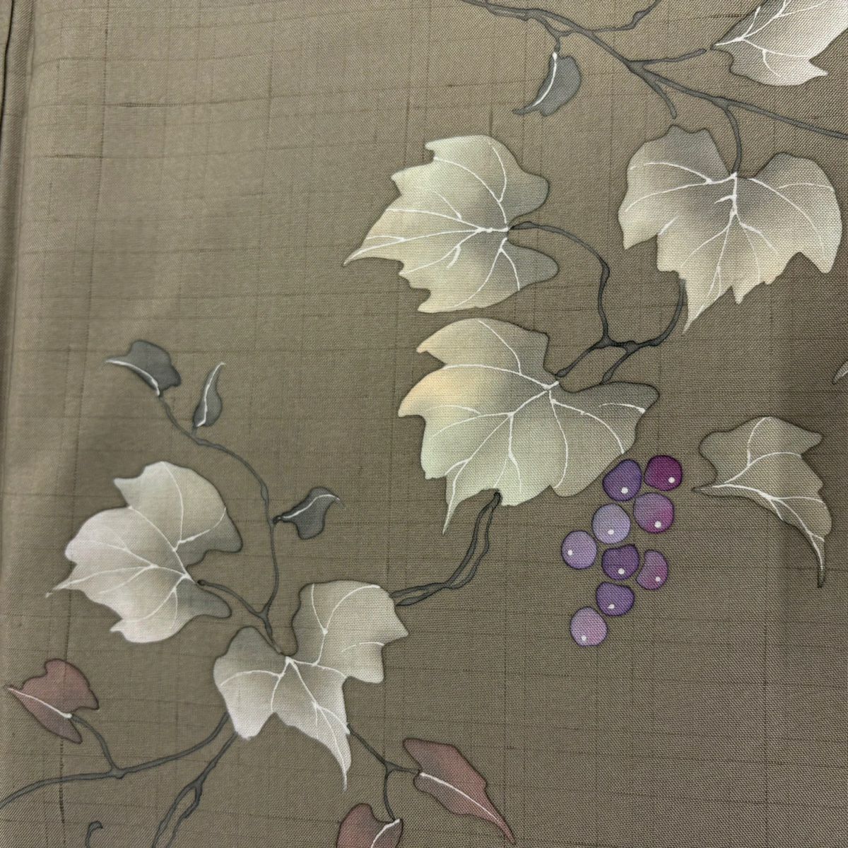 【美品】訪問服 身長155cm 袖長64cm M 雙層 紬織織 落款あり 葡萄 薄茶 純蠶絲 秀品級
