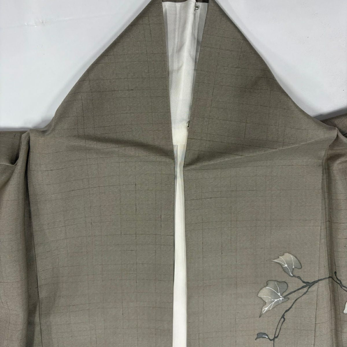 【美品】訪問服 身長155cm 袖長64cm M 雙層 紬織織 落款あり 葡萄 薄茶 純蠶絲 秀品級
