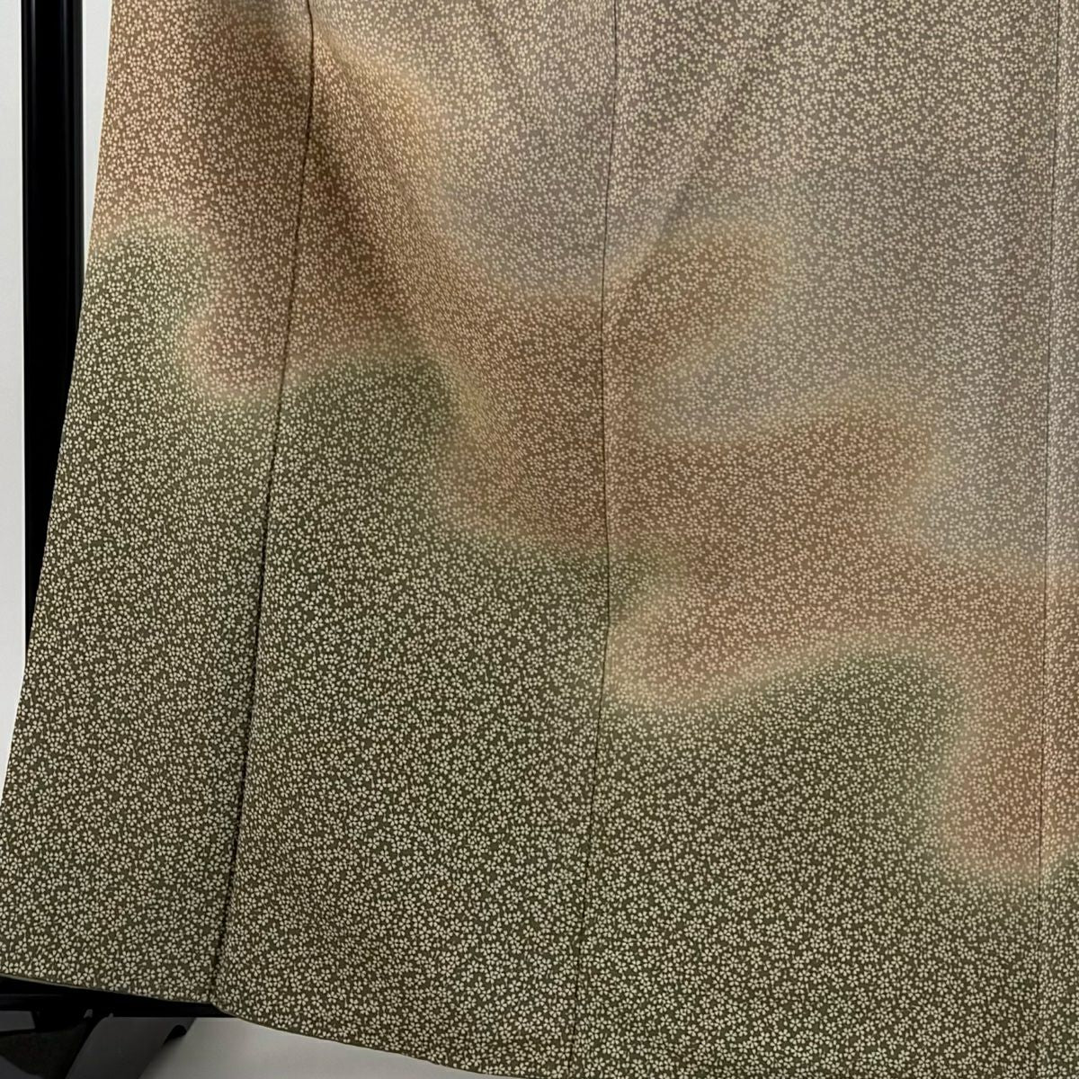 【美品】 付下 身長163.5cm 袖長63.5cm S 雙層 櫻花 霞 逐漸染 薄茶 純蠶絲 優品級