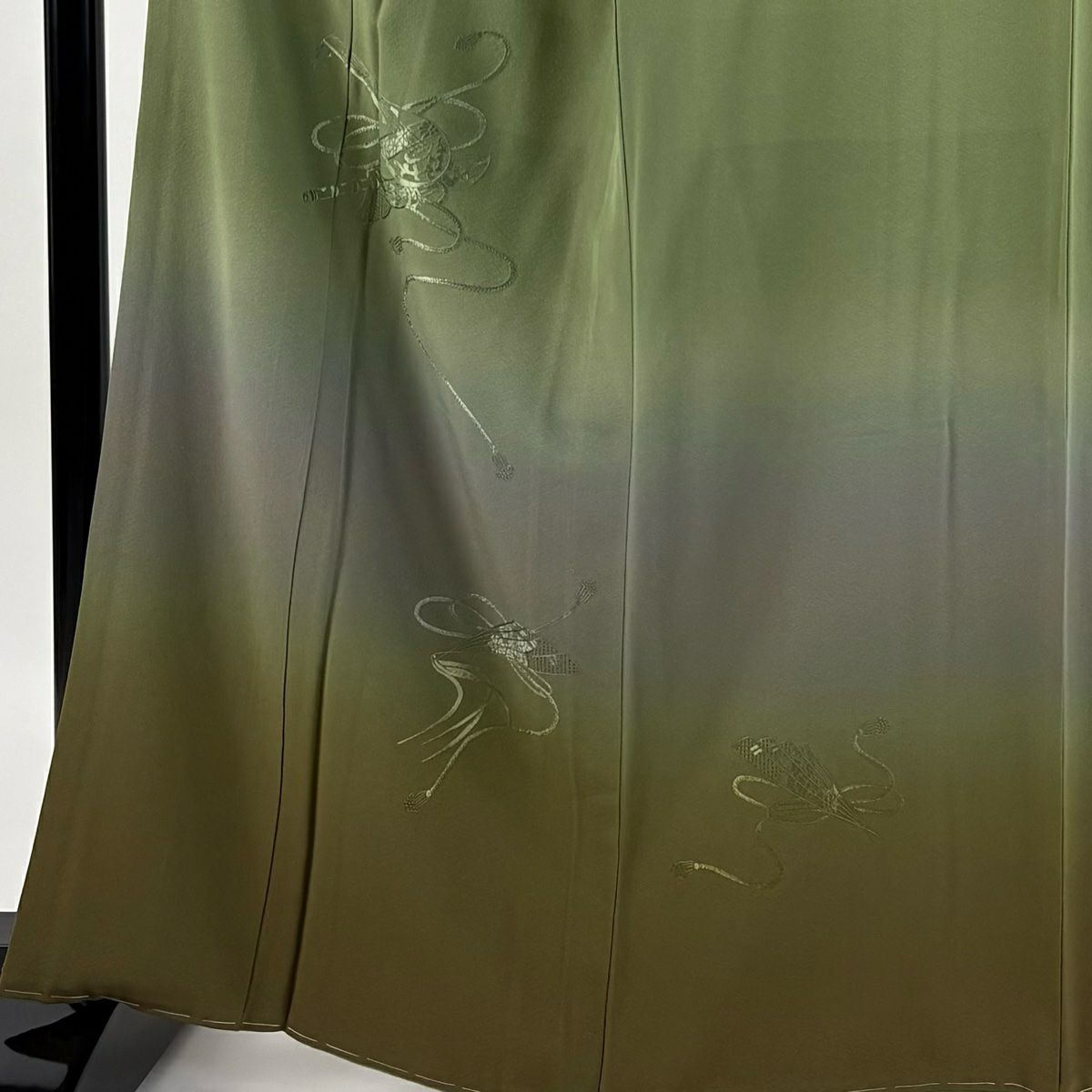 付下 身長164cm 袖長65cm M 雙層 扇子子 和樂器 刺繡 漸層 蓬色 純蠶絲 優品級