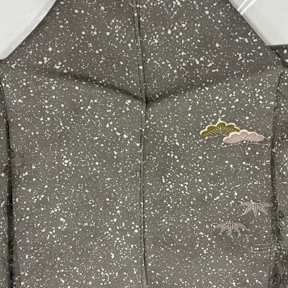 【美品】訪問服 身長156.5cm 袖長63cm S 雙層 家屋 草花紋紋 金彩裝飾 漸層 灰白 純蠶絲 秀品級
