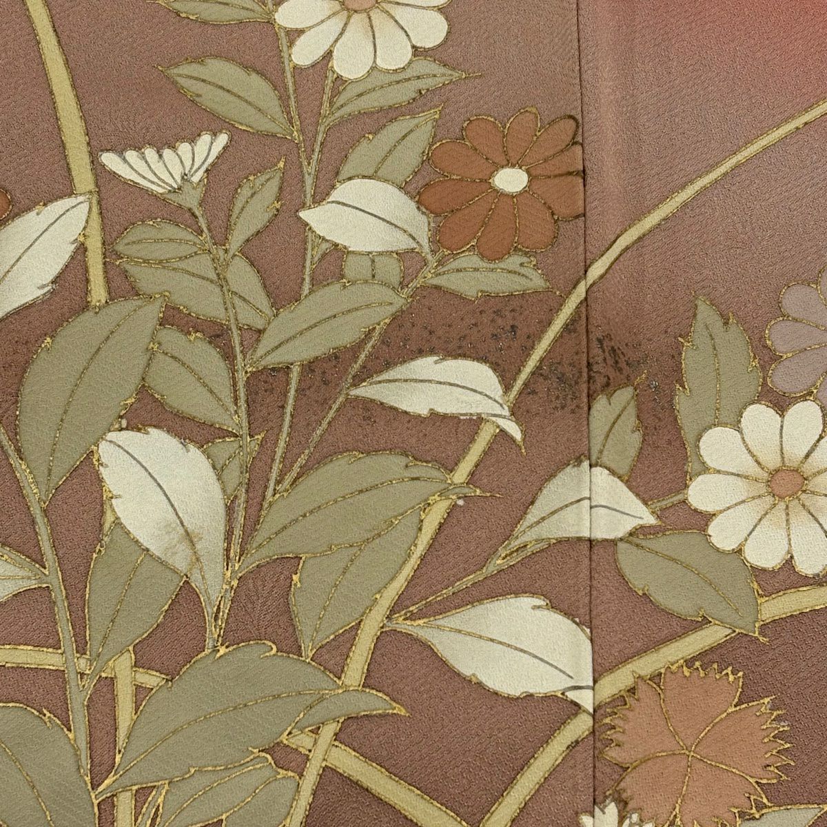 訪問服 身長158cm 袖長64cm M 雙層 菊花 女郎花 金銀彩 漸層 橙色 純蠶絲 優品級