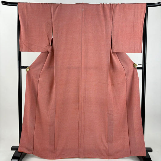 江戶小紋 身長165.5cm 袖長67cm M 雙層 內田秀一 落款あり 松樹葉 鼓 紅 純蠶絲 秀品級 一つ紋