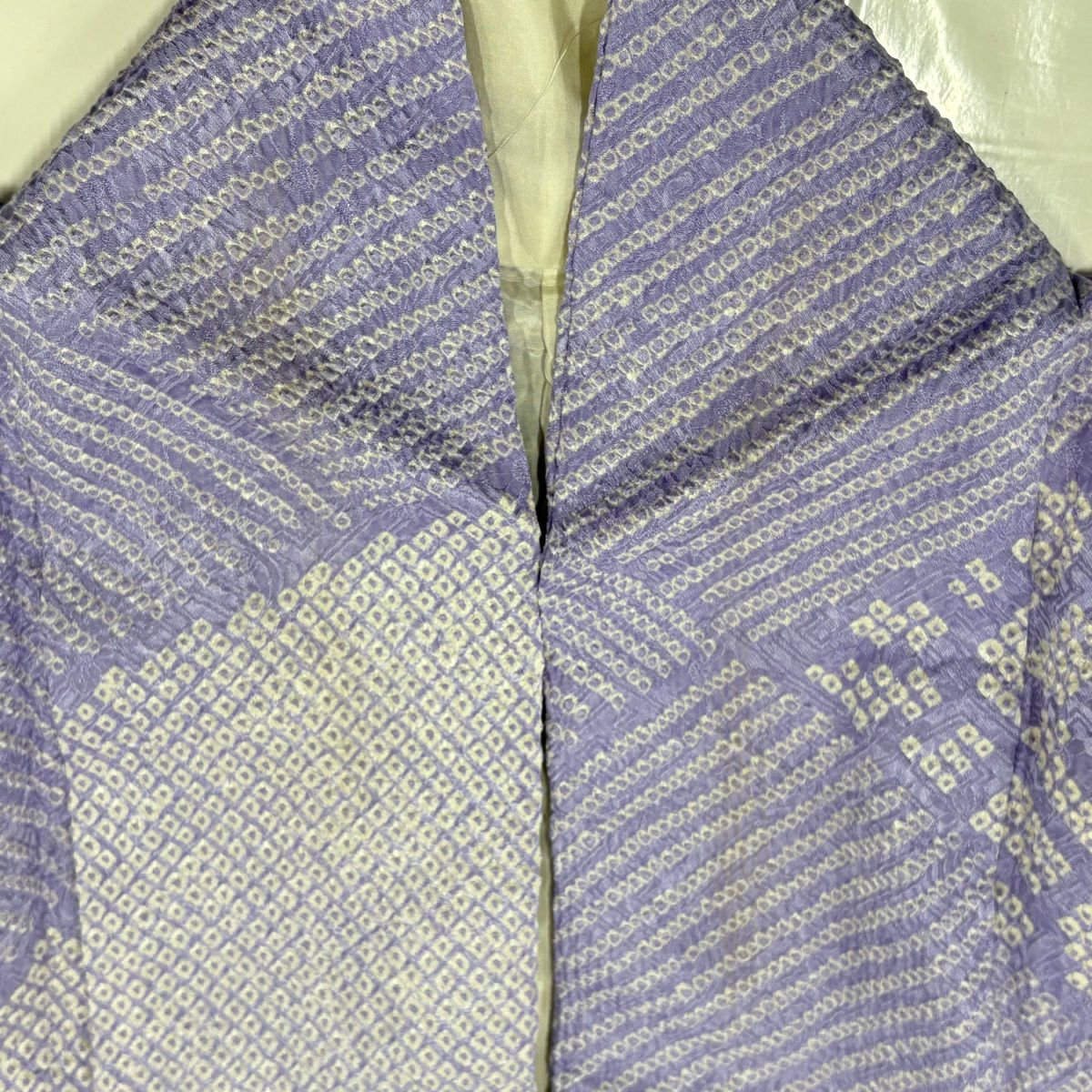 振袖禮服 身長153cm 袖長62.5cm S 雙層 菊花 菱 總絞染 紫 純蠶絲 秀品級