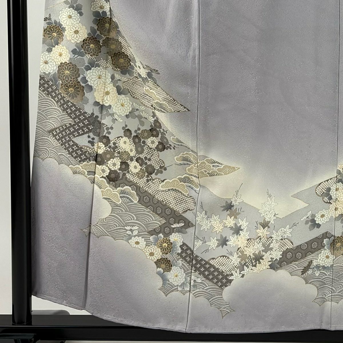 訪問服 身長157cm 袖長64.5cm M 雙層 菊花 松樹梅花 金銀彩 漸層 淡紫 純蠶絲 優品級