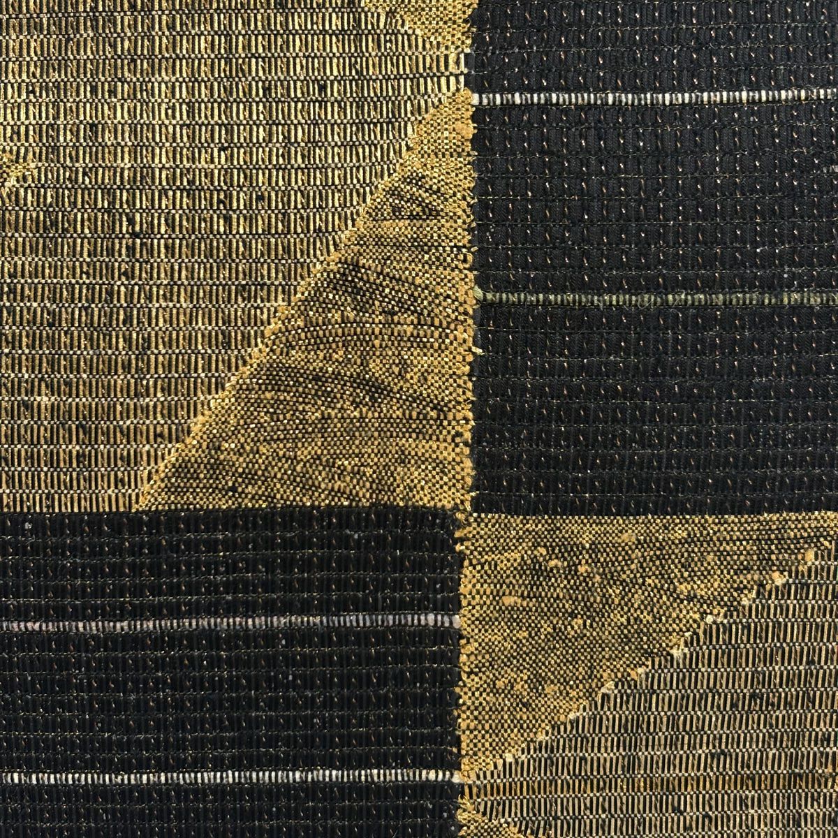 【美品】 袋帶 秀品級 大和 變化市松樹 紋理 金金箔 金絲 茶紫 大鼓圖案 純蠶絲
