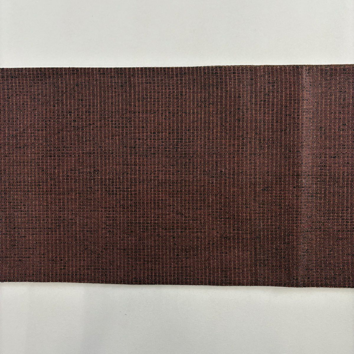 【美品】 袋帶 秀品級 大和 變化市松樹 紋理 金金箔 金絲 茶紫 大鼓圖案 純蠶絲