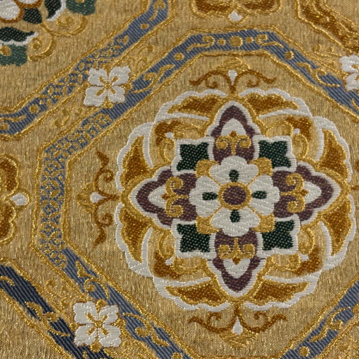【美品】 袋帶 秀品級 華紋 蜀江華紋 唐織 金絲 金 六通 純蠶絲