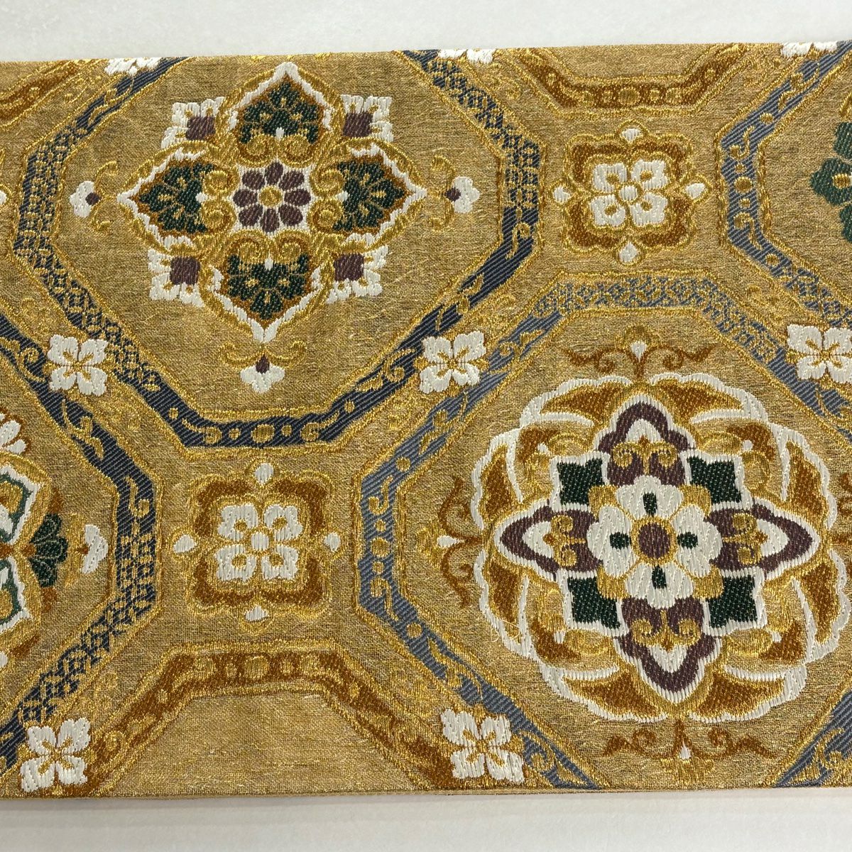 【美品】 袋帶 秀品級 華紋 蜀江華紋 唐織 金絲 金 六通 純蠶絲