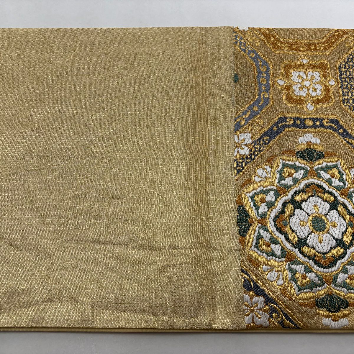 【美品】 袋帶 秀品級 華紋 蜀江華紋 唐織 金絲 金 六通 純蠶絲
