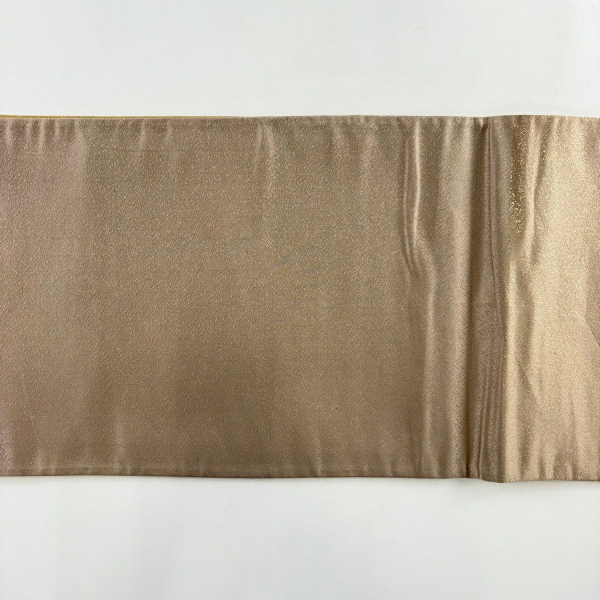 【美品】 袋帶 秀品級 落款あり 霞 金通 灰茶 お太鼓柄 純蠶絲